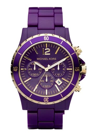 michael kors oversized acrylic watch purple|Michael Kors mini wrist watch.